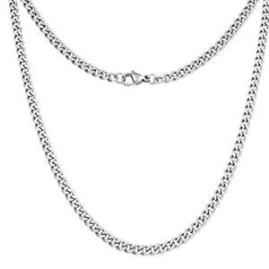 Curb Necklace - Silver Chain Cuban Stainless Steel